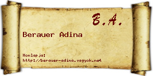 Berauer Adina névjegykártya